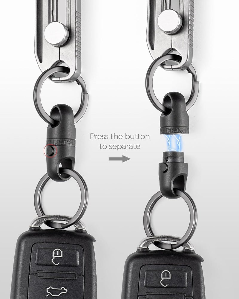 FEGVE Magnetic Quick Release Keychain – One-Hand Detachable Magnet Connector with Secure Lock for Valet & EDC Use - Image 2